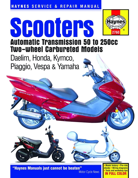 Scooters Automatic Transmission 50 to 250cc Two-Wheel Carbureted Models