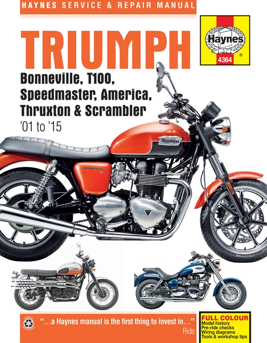 Triumph Bonneville, T100, Speedmaster, America, Thruxton & Scrambler '01 to '15